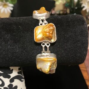 Handcrafted Sterling Silver bracelet  cogan baltic Amber